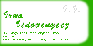 irma vidovenyecz business card